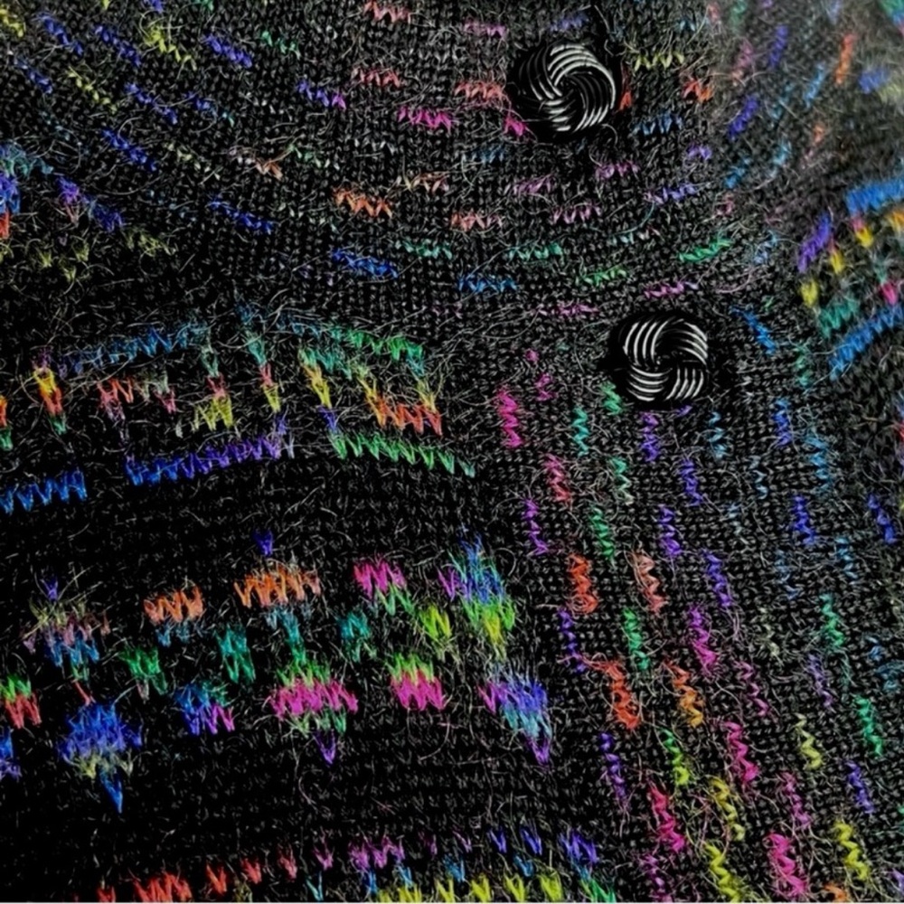 ⭐️ Country Shop 80s WOOL MOHAIR Intarsia Knit Button Up Cardigan Sweater Unisex - Picture 5 of 10